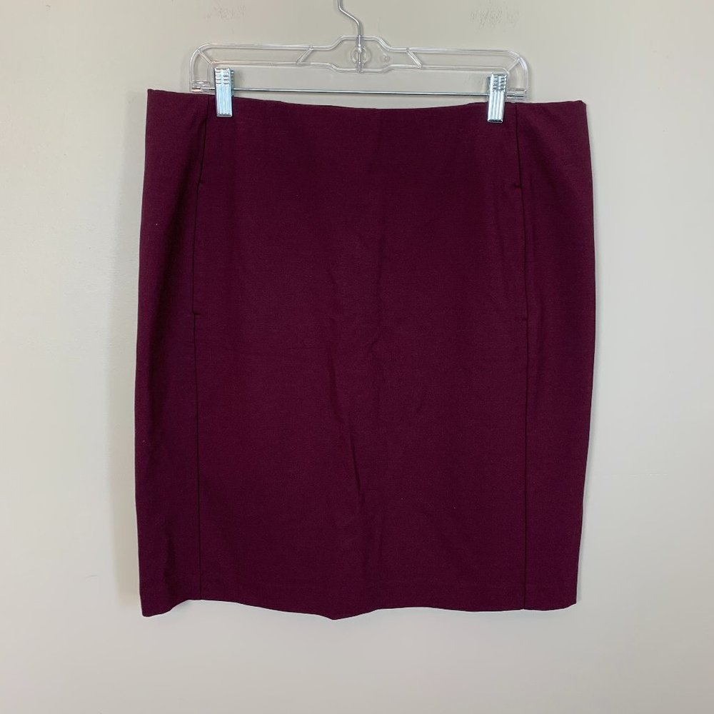 J. Jill Ponte Knit Pencil Skirt - Burgundy, Large - NEW